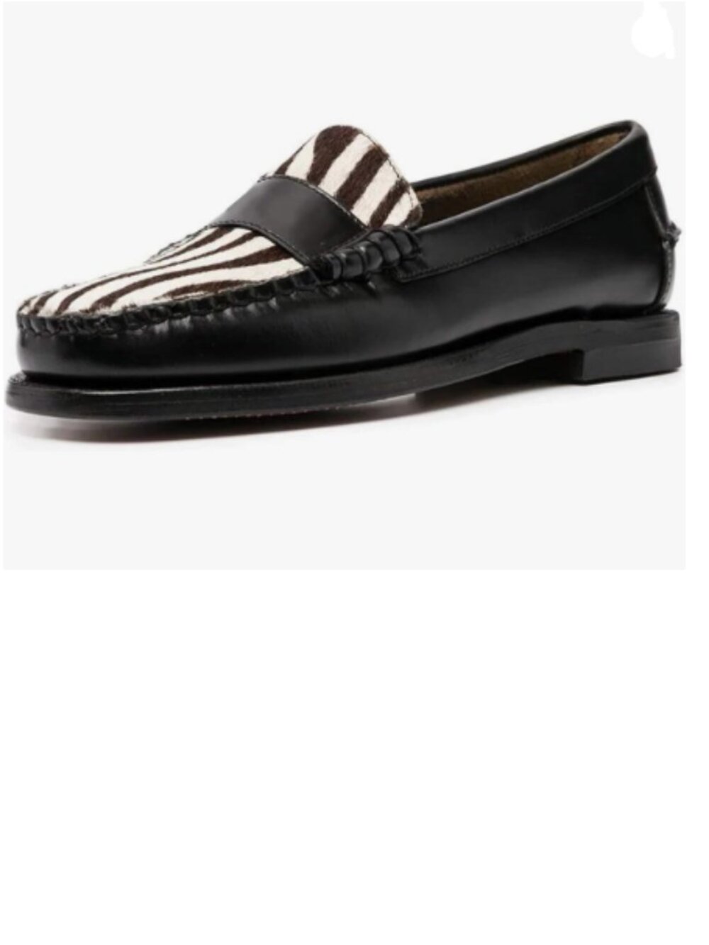YDN Black Slip On Loafers Round Toe Suede Animal-Print Patchwork Low Heel Pump